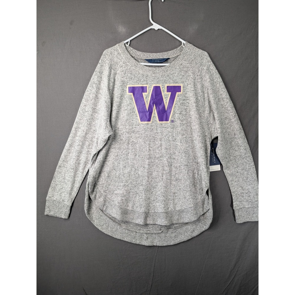 Boxercraft Washington Huskies Womens Large Gray Long Sleeve Pullover Sweater NWT